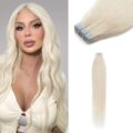 Straight Tape-In Hair Extensions White Blonde (#60)