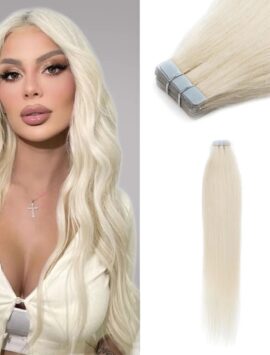 Straight Tape-In Hair Extensions White Blonde (#60)