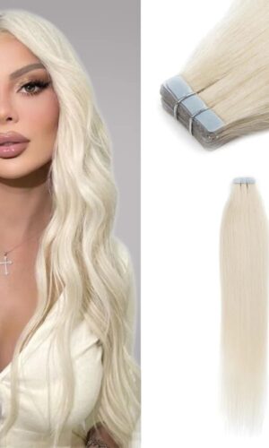 Straight Tape-In Hair Extensions White Blonde (#60)