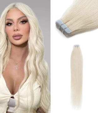 Straight Tape-In Hair Extensions White Blonde (#60)