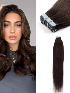 Straight Tape-In Hair Extensions Dark Brown (#2)