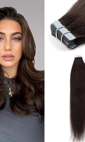 Straight Tape-In Hair Extensions Dark Brown (#2)