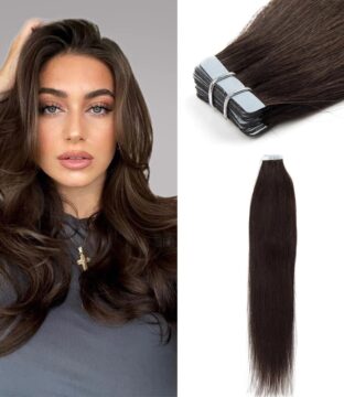 Straight Tape-In Hair Extensions Dark Brown (#2)