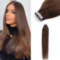 Straight Tape-In Hair Extensions Light Brown (#4)