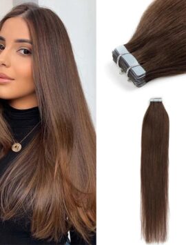 Straight Tape-In Hair Extensions Light Brown (#4)