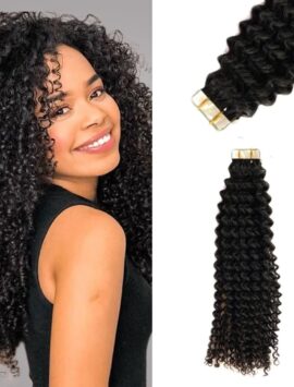 Curly Tape-In Hair Extensions Natural Black