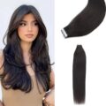 Straight Tape-In Hair Extensions Natural Black