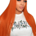 Orange 13”x 6” Lace Front Custom Colored Wig