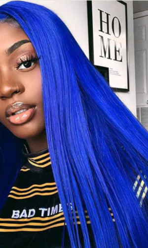 Blue 13”x 6” Lace Front Custom Colored Wig