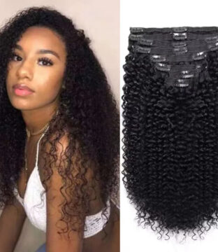 Natural Black Curly Clip-Ins