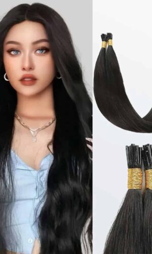 #1B Natural Black I-Tip Remy Hair Extensions