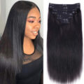 #1B Natural Black Straight Clip-Ins