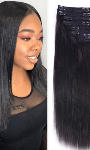 #1B Natural Black Straight Clip-Ins