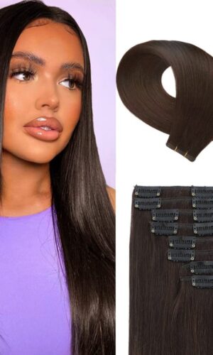 Dark Brown Straight Clip-Ins