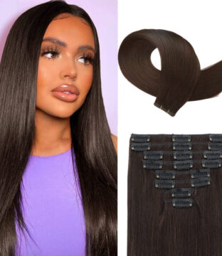 Dark Brown Straight Clip-Ins